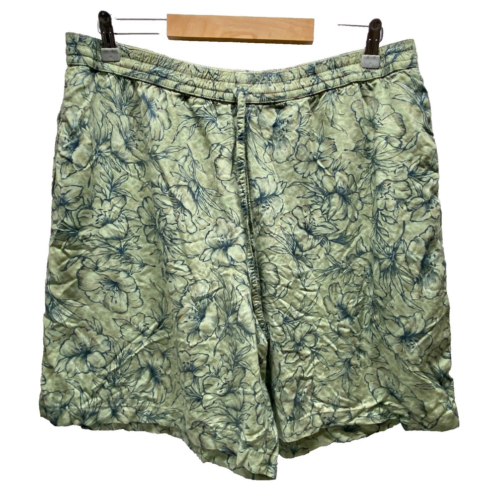 D.P.S. Shorts Women's Petite Large PL Sage Green‎ Floral Casual Drawstring GUC